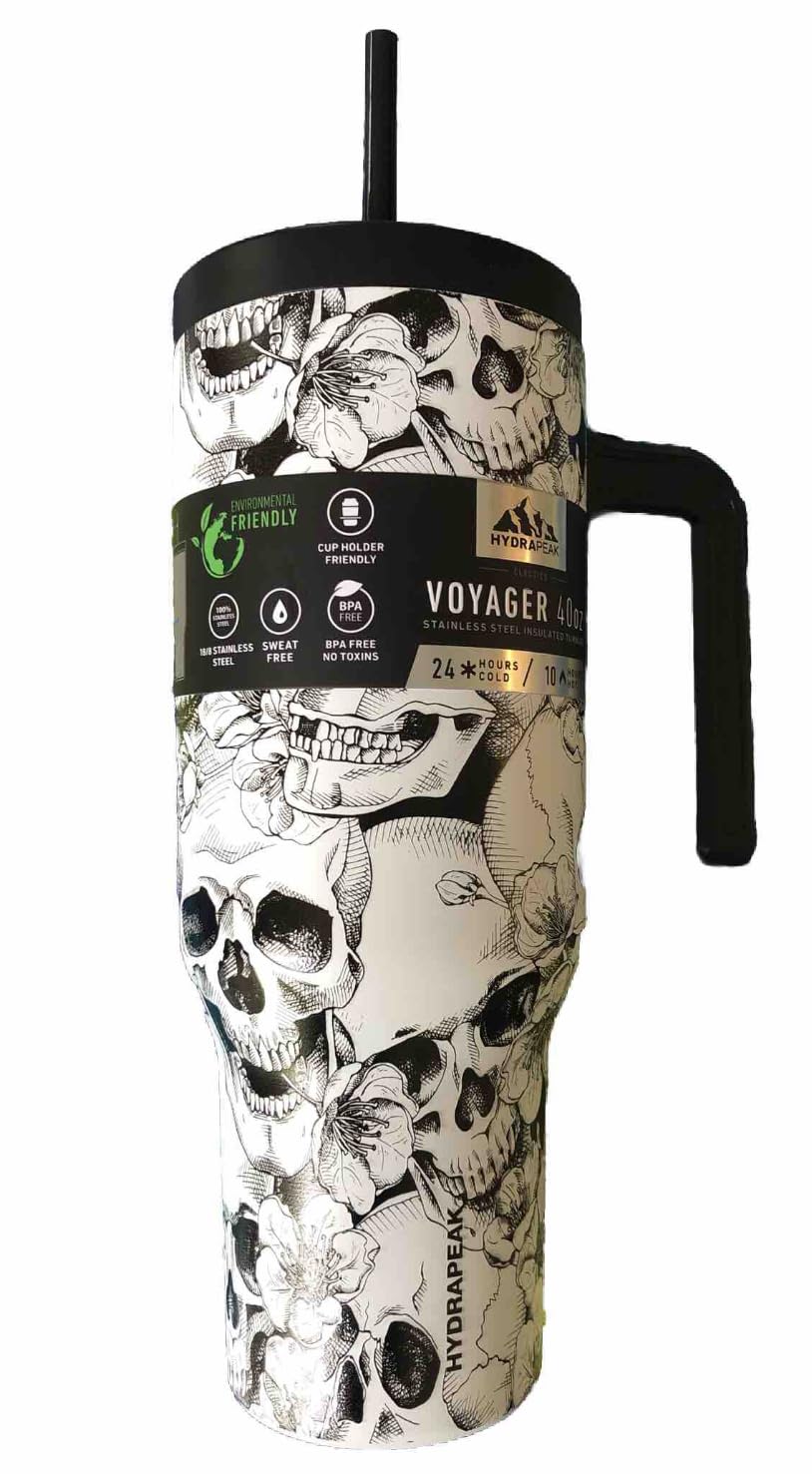 Hydrapeak Voyager Artisan Collection 40 oz Tumbler (Skull) Straw